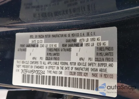 2023 Mazda Mazda3 2.5 S z USA, uszkodzony, nr VIN 3MZBPAAM5PM362244